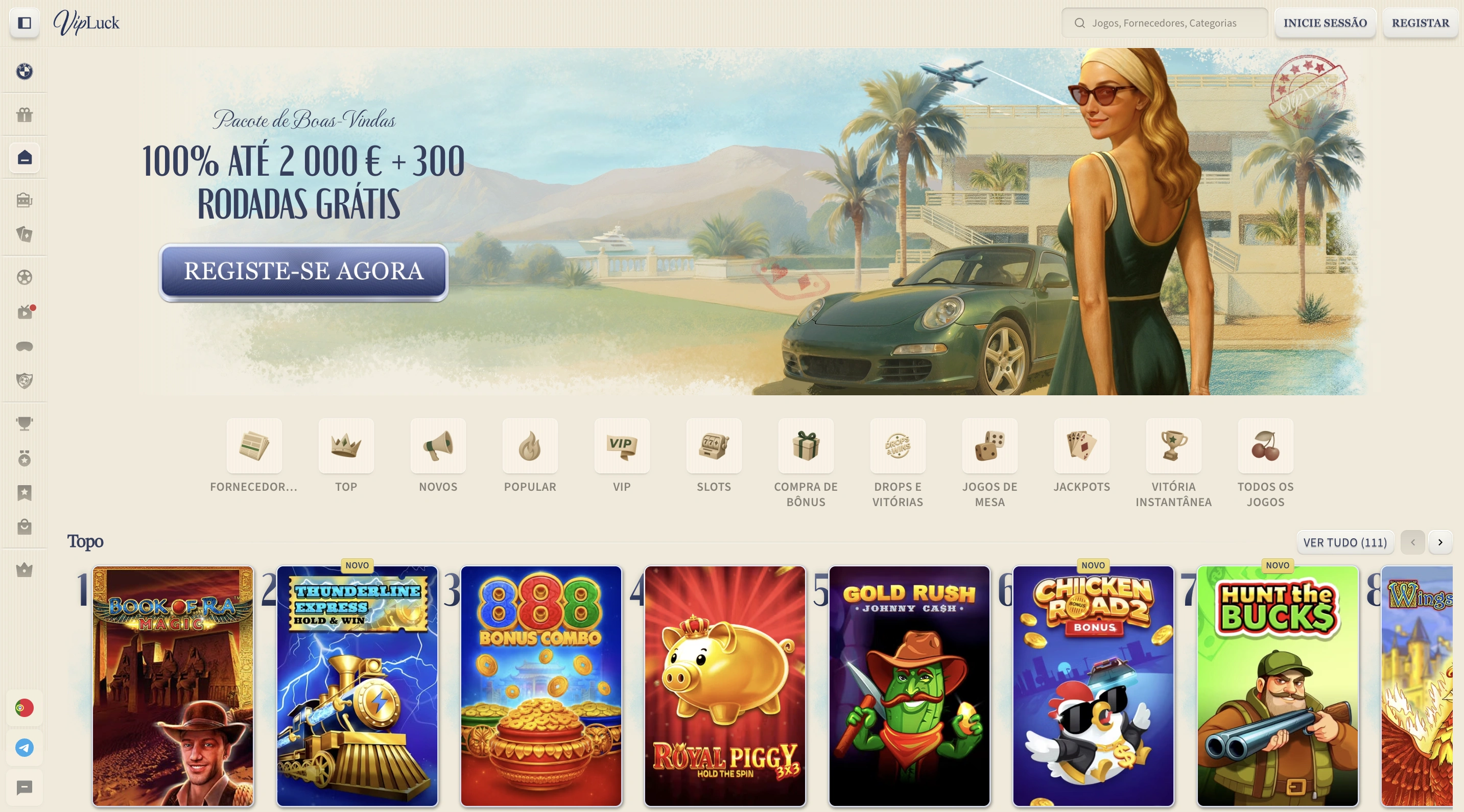 Vipluck Casino plataforma online com licença em Curaçao